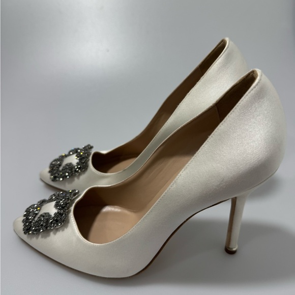 Manolo Blahnik Hangisi Pumps Heels White Women’s EU 39/US 9 - Picture 2 of 8